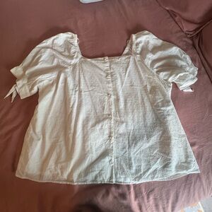 LC Lauren Conrad Cream Puff Sleeve Blouse Sz3X